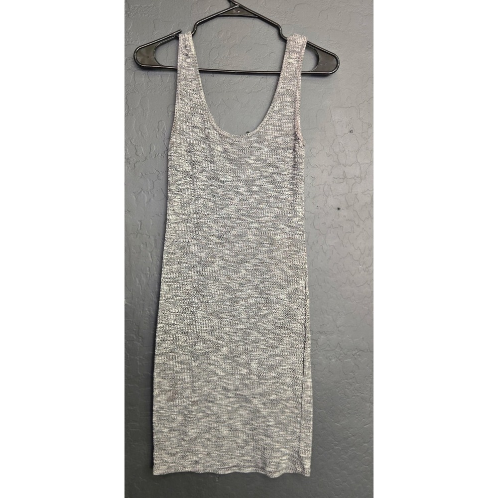 Forever 21 Womens Grey White Marled Ribbed Knit Sleeveless Bodycon Mini Dress‎ S